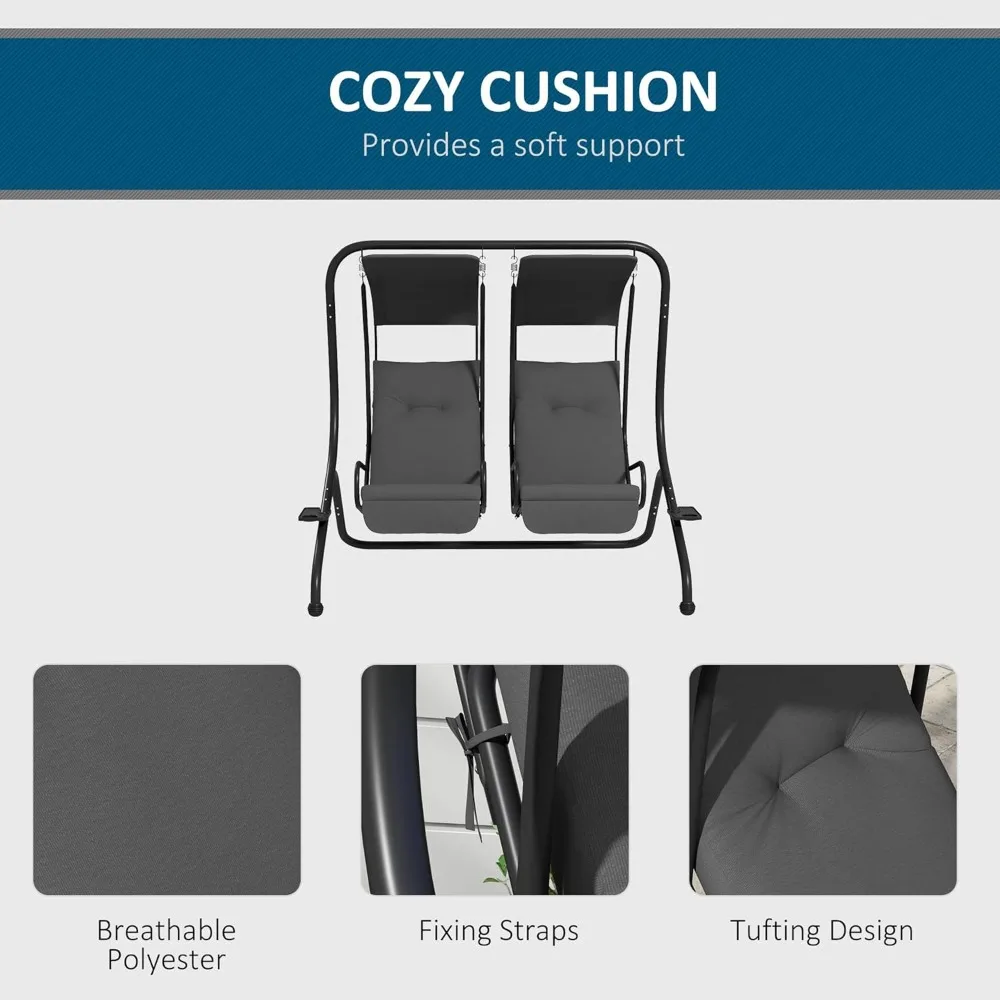 Patio Swing Chair with 2 Separate Seats, Outdoor Swing with Removable Canopy and Cup Holders, Customized
Patio Swing Chair with 2 Separate Seats, Outdoor Swing with Removable Canopy and Cup Holders, Customized