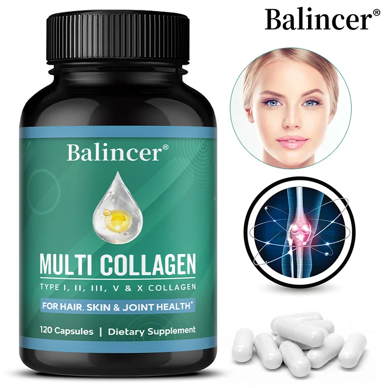 Multi Collagen Capsules - Type I II III V X, Anti-Aging, Skin Hair Nail Support, Hyaluronic Acid Biotin Joint Bone Health
Multi Collagen Capsules - Type I II III V X, Anti-Aging, Skin Hair Nail Support, Hyaluronic Acid Biotin Joint Bone Health