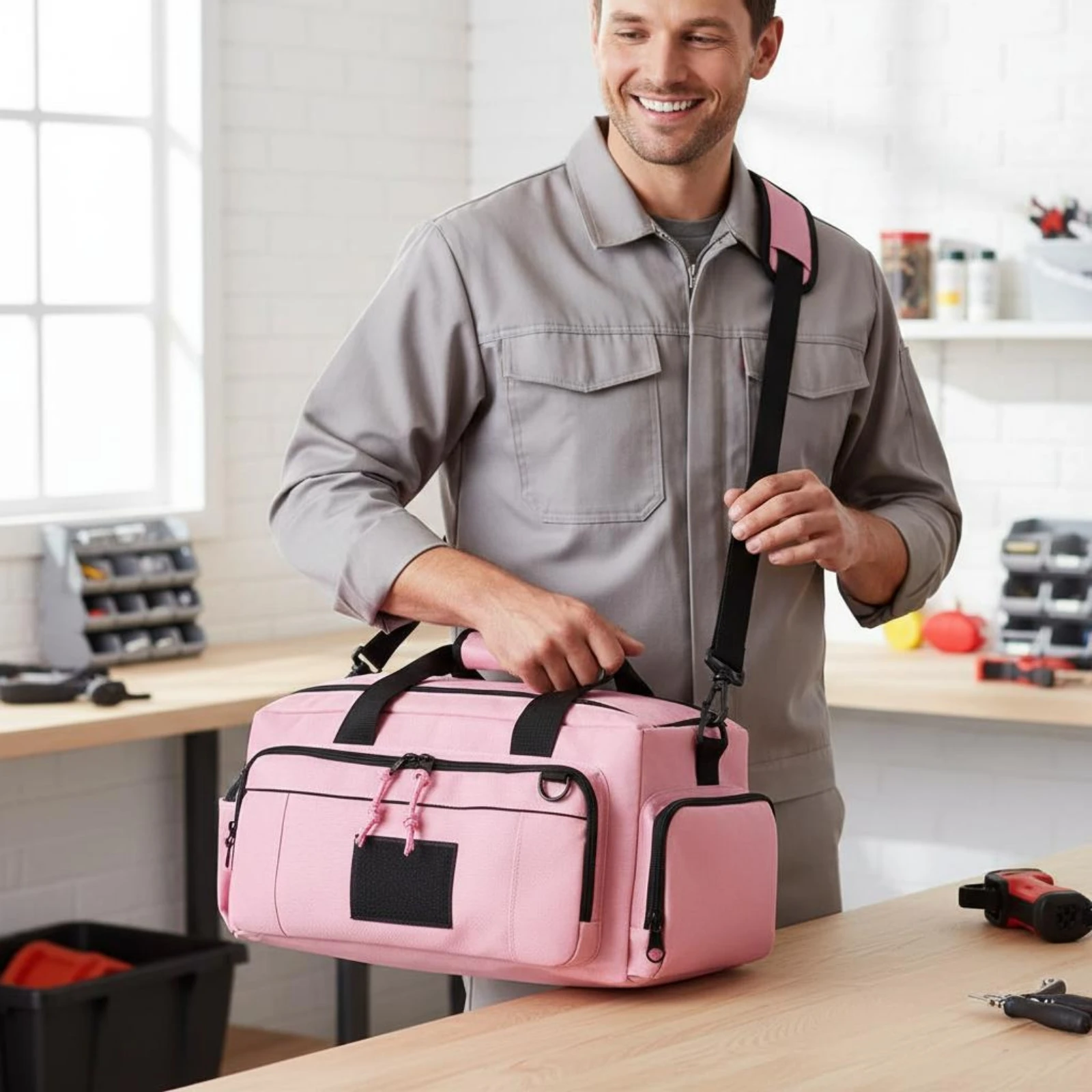 Shoulder Tool Bag Large Capacity Tool Bag Storage Accessory Portable Panel Panel for Women, Woodworking, Garage
Shoulder Tool Bag Large Capacity Tool Bag Storage Accessory Portable Panel Panel for Women, Woodworking, Garage