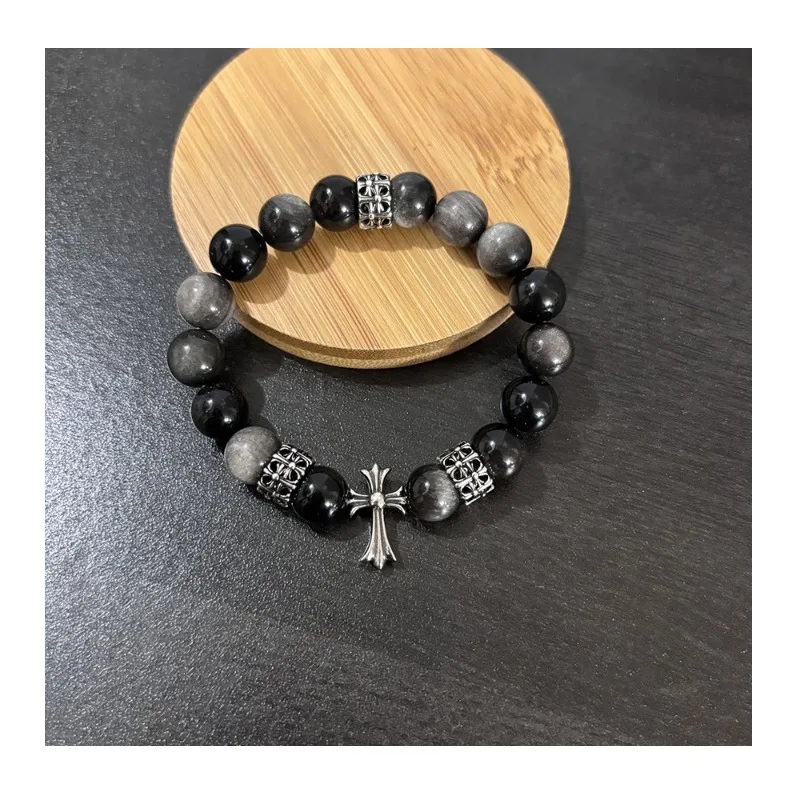 High-value Simple Trendy Cool Silver Obsidian Cross Silver Bead Accessories Pendant Couple Bracelet Trendy Versatile Style
High-value Simple Trendy Cool Silver Obsidian Cross Silver Bead Accessories Pendant Couple Bracelet Trendy Versatile Style