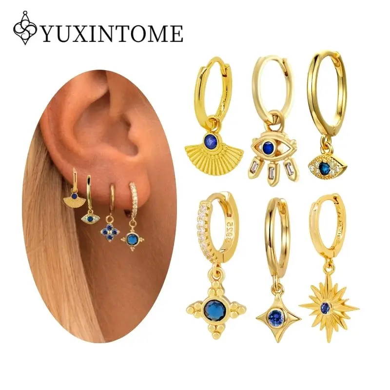 925 Silver Needle Sapphire Blue Zircon Pendant Hoop Earrings For Women Devil's Eye Earrings Personalized Fshion Party Jewelry
925 Silver Needle Sapphire Blue Zircon Pendant Hoop Earrings For Women Devil's Eye Earrings Personalized Fshion Party Jewelry
