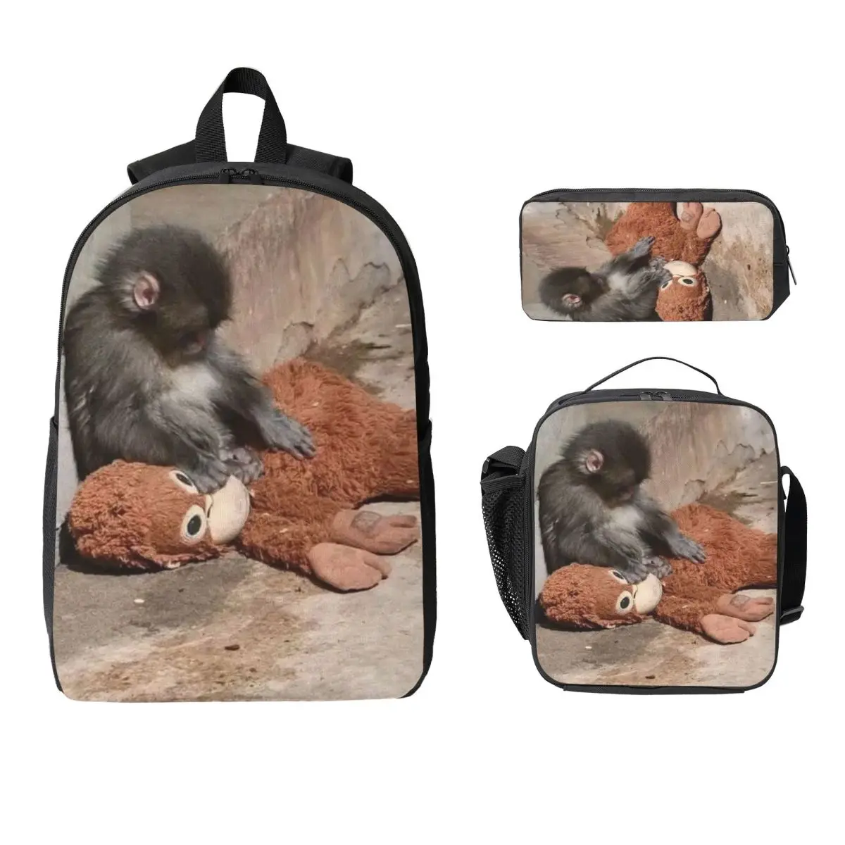 3Pcs Monkey Punch Baby Monkey Holding Toy Backpack Set for Children Pen Bags Bookbag Sets with Lunch Box For School Knapsack
3Pcs Monkey Punch Baby Monkey Holding Toy Backpack Set for Children Pen Bags Bookbag Sets with Lunch Box For School Knapsack