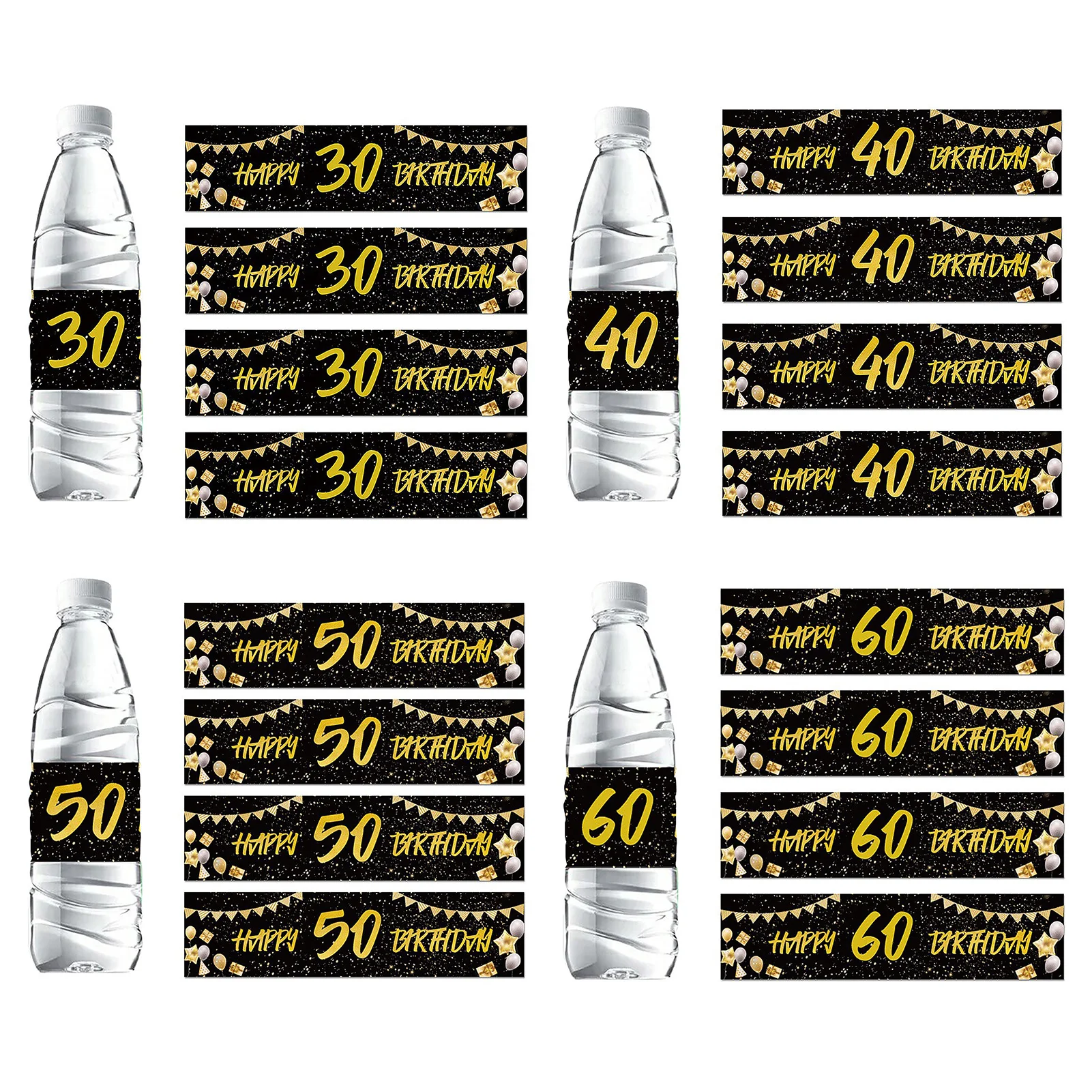 48-Pack Birthday Water Bottle Stickers, Happy Birthday Labels, Practical & Decorative for 30 40 50 60 Years Old Birthday Party
48-Pack Birthday Water Bottle Stickers, Happy Birthday Labels, Practical & Decorative for 30 40 50 60 Years Old Birthday Party
