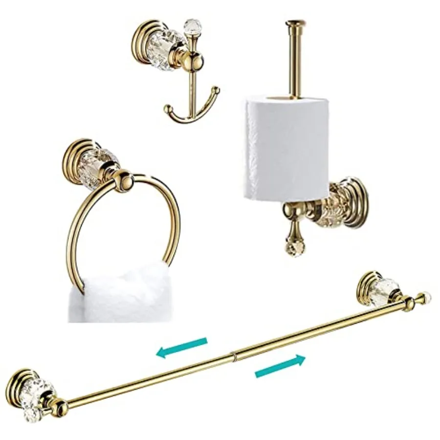 Accessories, Towel Bar Set Toilet Paper Holder Towel Ring Coat Hooks Shinny Bathroom Hardware Wall Mounted 4 Pieces with Crysta
Accessories, Towel Bar Set Toilet Paper Holder Towel Ring Coat Hooks Shinny Bathroom Hardware Wall Mounted 4 Pieces with Crysta