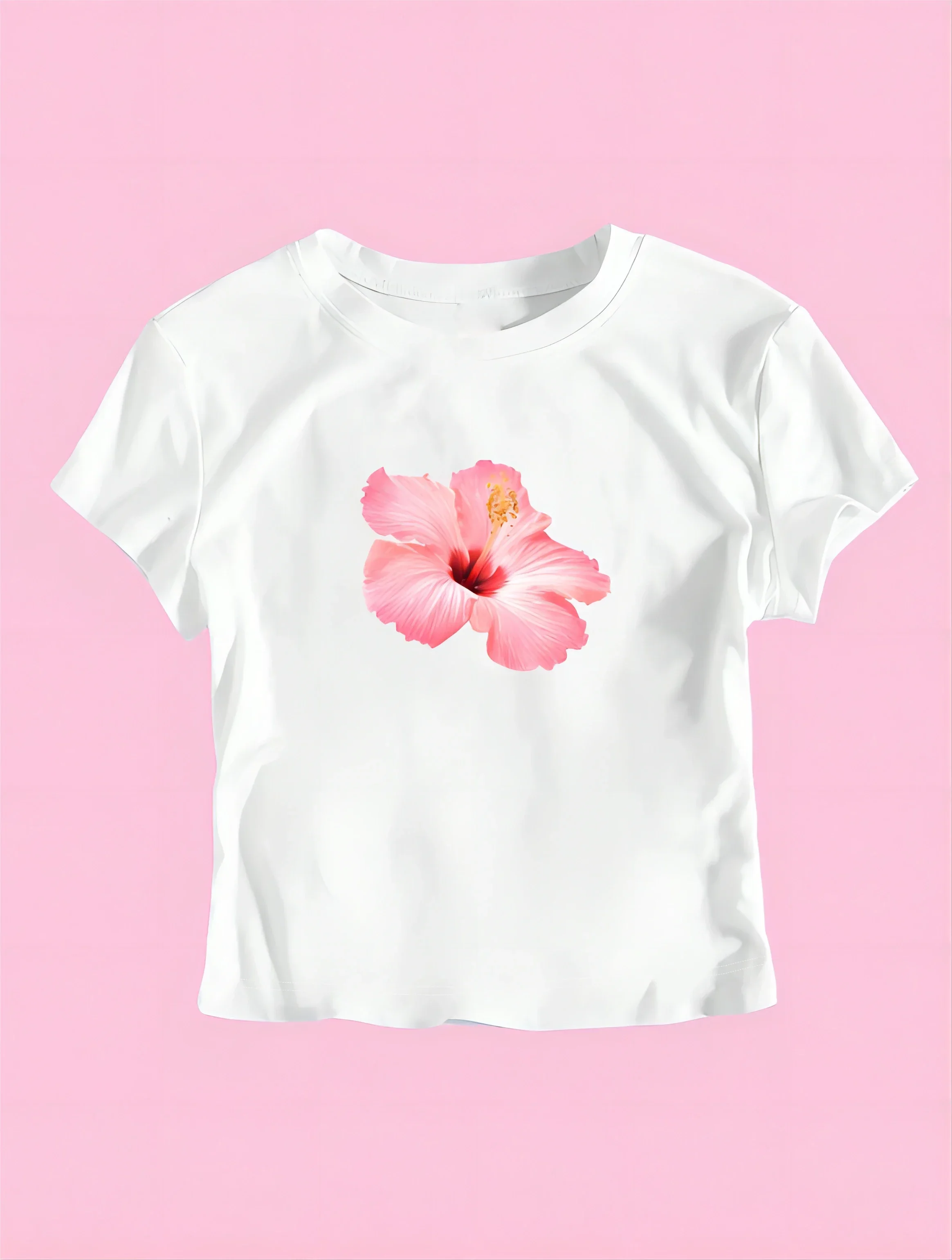 2026 Women's Summer Y2K Top Pink Hibiscus Flower Print Design Pattern Summer Cropped Women T-Shirt Casual Street Short Sleeve
2026 Women's Summer Y2K Top Pink Hibiscus Flower Print Design Pattern Summer Cropped Women T-Shirt Casual Street Short Sleeve