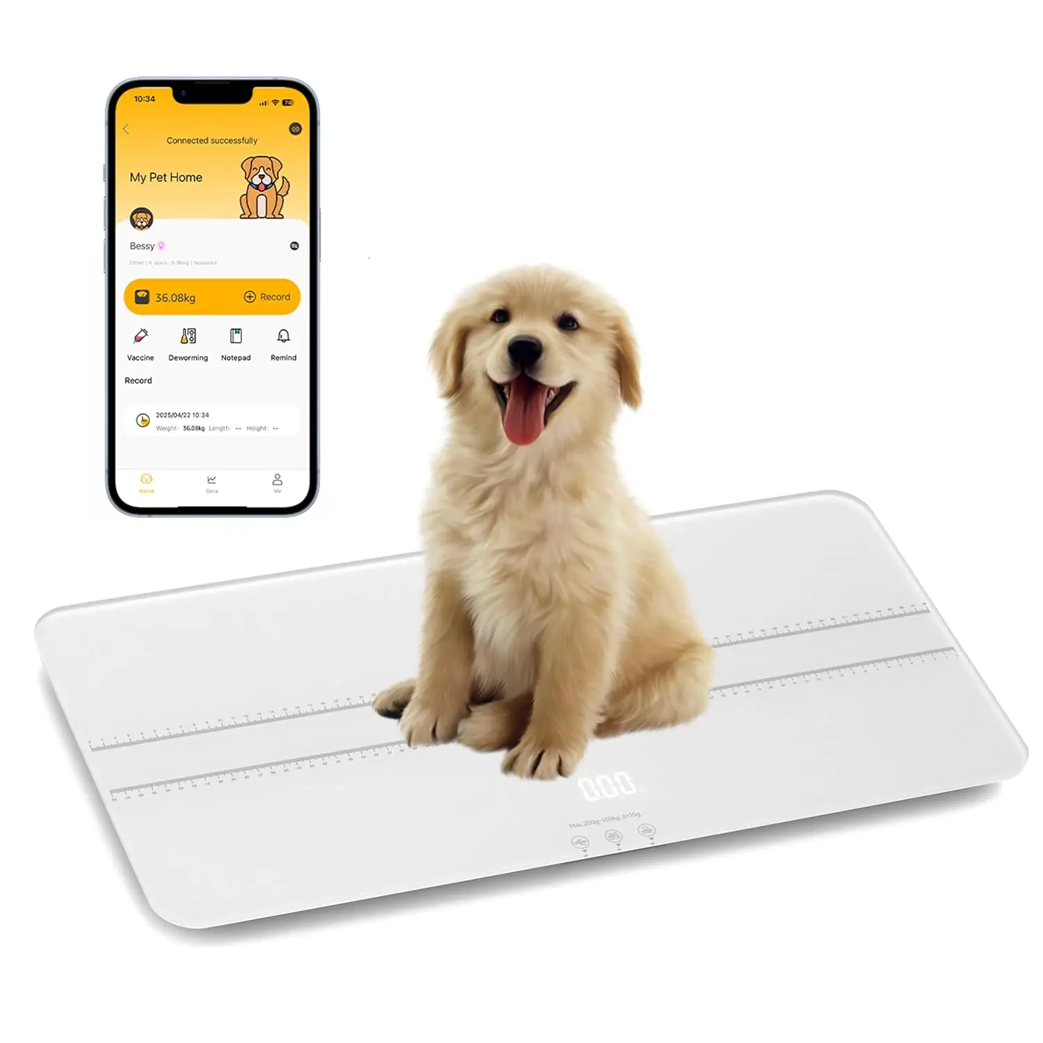 Digital Pet Scale with Bluetooth App, 220lbs Capacity for Dogs Cats Babies, LCD Display & Type-C Charging
Digital Pet Scale with Bluetooth App, 220lbs Capacity for Dogs Cats Babies, LCD Display & Type-C Charging