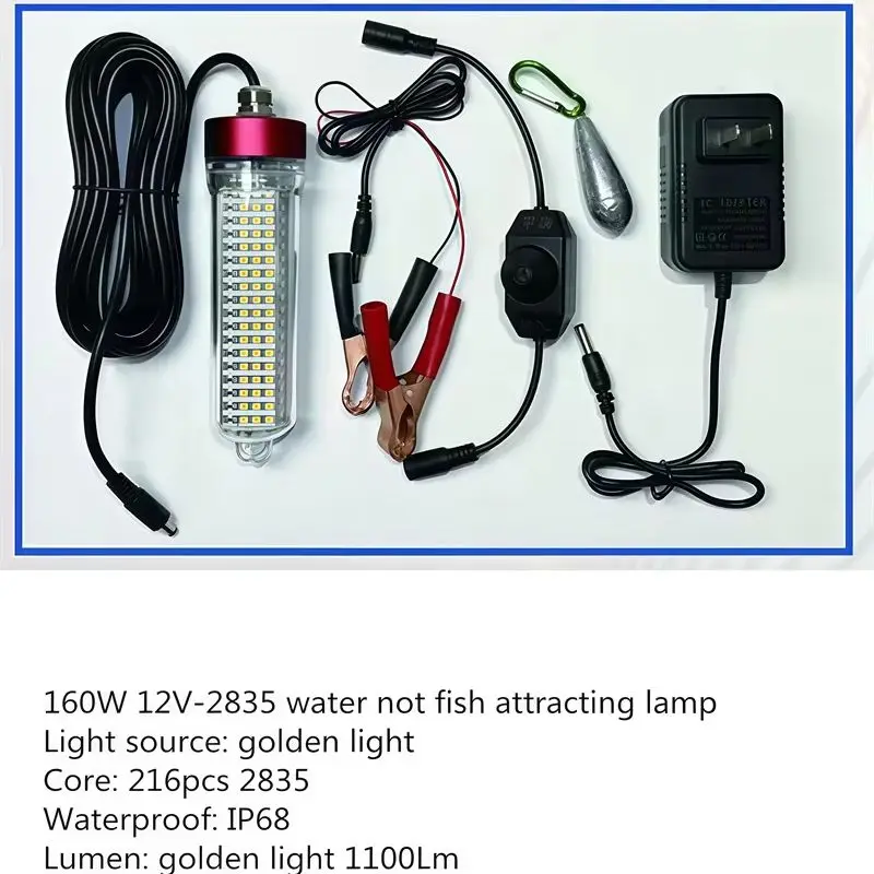 5M LED Submersible Fishing Light Deep Drop Underwater 160W Bait Finder Lamp 12V Squid Attracting Fish Lure Night Lamp IP68
5M LED Submersible Fishing Light Deep Drop Underwater 160W Bait Finder Lamp 12V Squid Attracting Fish Lure Night Lamp IP68
