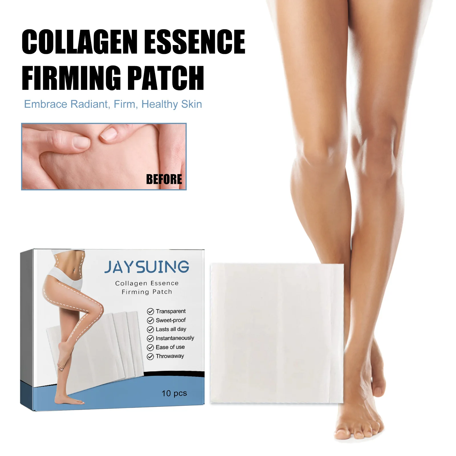 Collagen Firming Patch Pulls and Firms Thigh and Leg Muscles Shaping Slim and Beautiful Leg Patch
Collagen Firming Patch Pulls and Firms Thigh and Leg Muscles Shaping Slim and Beautiful Leg Patch