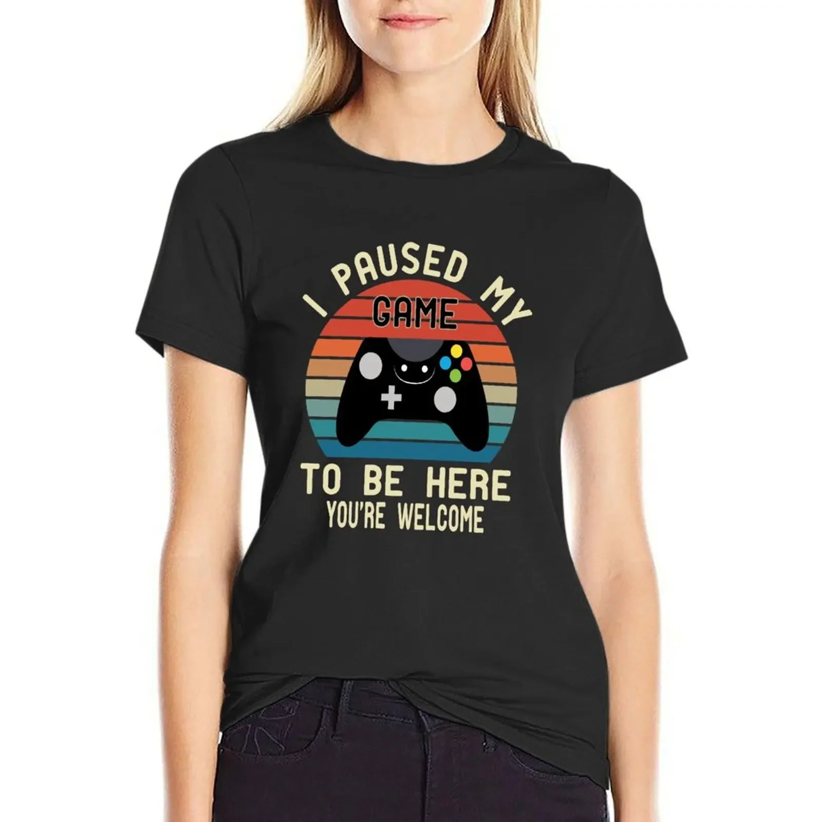 i paused my game to be here you 're welcome T-Shirt quick drying cute clothes Women's tops
i paused my game to be here you 're welcome T-Shirt quick drying cute clothes Women's tops