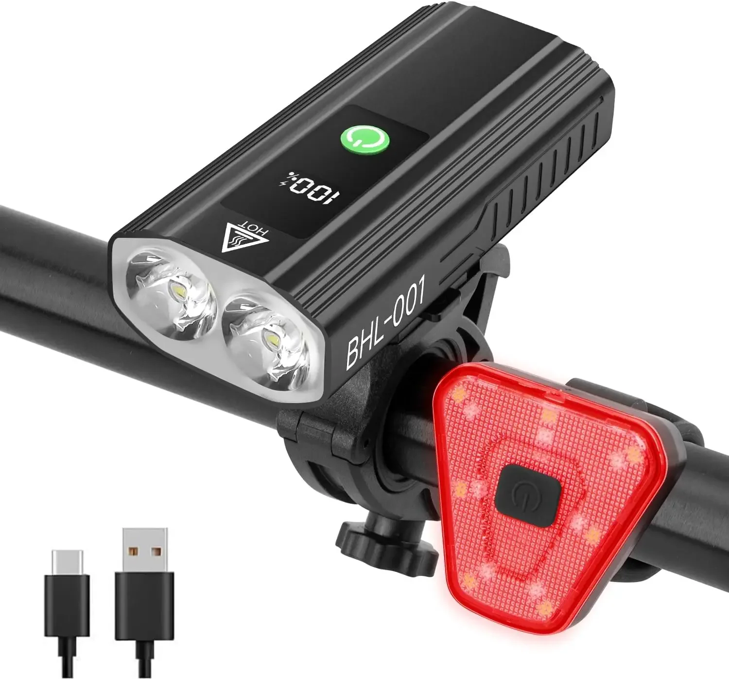 3000 Lumens USB C Rechargeable Bike Light Set, 5000mAh Front & Rear LED Lights for Night Riding, Road & Mountain
3000 Lumens USB C Rechargeable Bike Light Set, 5000mAh Front & Rear LED Lights for Night Riding, Road & Mountain
