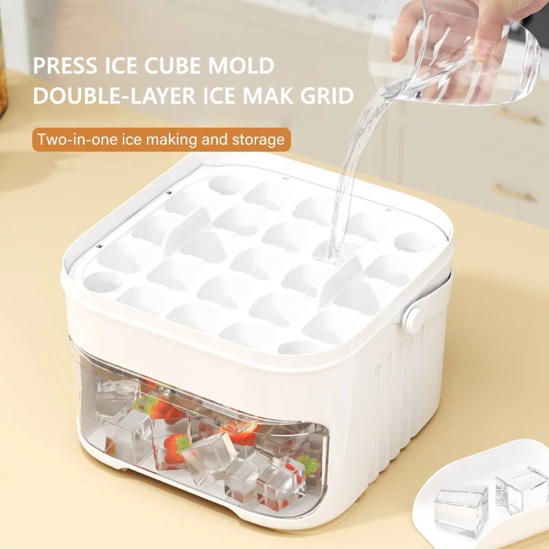 Press Ice Cube Mold Food Grade Ice-maker Box Ice Hockey Making Machine for Home Red Wine Beverage Kitchen Tools Ice Cubes Trays
Press Ice Cube Mold Food Grade Ice-maker Box Ice Hockey Making Machine for Home Red Wine Beverage Kitchen Tools Ice Cubes Trays