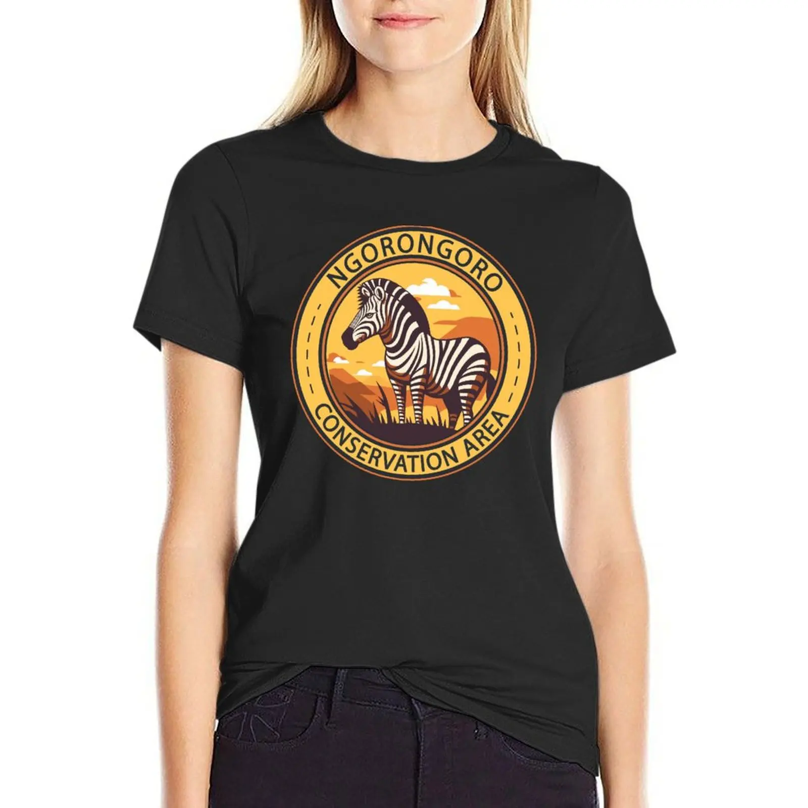 Ngorongoro Conservation Area Tanzania Zebra Badge T-Shirt blacks Female clothing customs quick drying Women clothes
Ngorongoro Conservation Area Tanzania Zebra Badge T-Shirt blacks Female clothing customs quick drying Women clothes