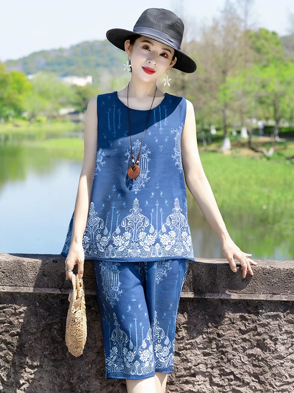 2026 New Style Cotton Silk Short Sleeve Women's Fashionable Mom Summer Outfit Two-Piece Set for Middle-Aged And Elderly
2026 New Style Cotton Silk Short Sleeve Women's Fashionable Mom Summer Outfit Two-Piece Set for Middle-Aged And Elderly