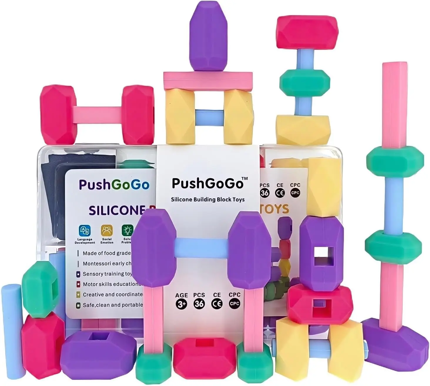 Kids Silicone Building Blocks, Age3+, 36PCS, Puzzle Senses, Stimulate Creativity, Imagination, Montessori Stacking Rocks Toys
Kids Silicone Building Blocks, Age3+, 36PCS, Puzzle Senses, Stimulate Creativity, Imagination, Montessori Stacking Rocks Toys