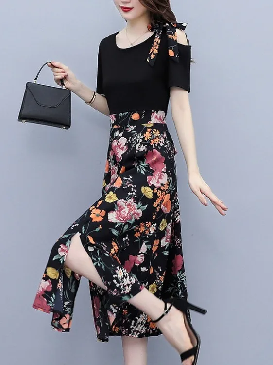 Floral Print Chiffon Midi Dress Short Sleeve Women's Summer Fashion Casual Style A-Line Skirt Zipper Closure round Neck Dress
Floral Print Chiffon Midi Dress Short Sleeve Women's Summer Fashion Casual Style A-Line Skirt Zipper Closure round Neck Dress