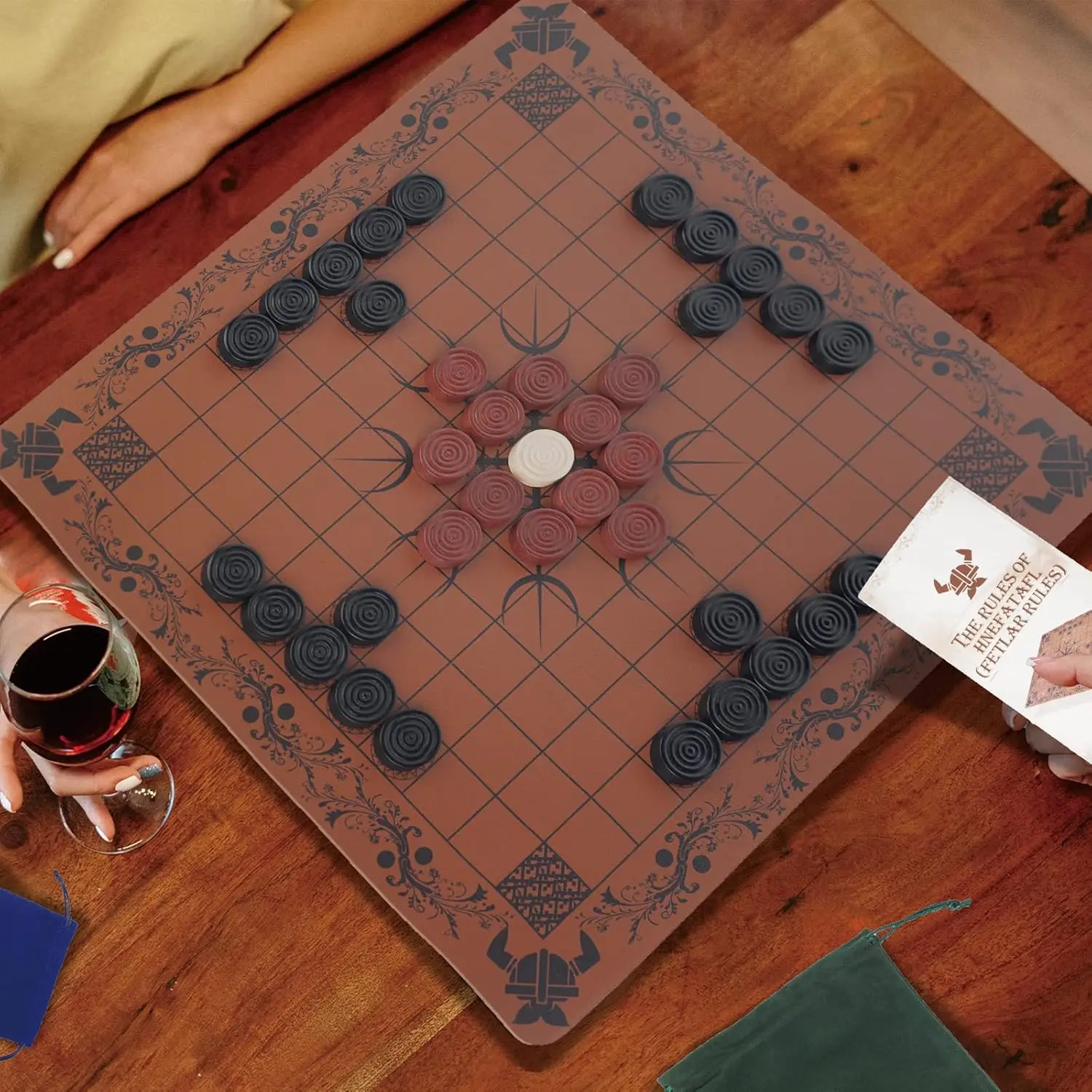 Viking Chess Board Game: Hnefatafl Strategy Game with Leather Board, 37 Wood Pieces, 2 Bags
Viking Chess Board Game: Hnefatafl Strategy Game with Leather Board, 37 Wood Pieces, 2 Bags