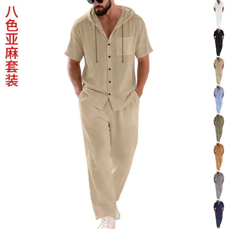 Summer Man Set Hoodie Linen Lightweight Hooded Sweatshirt Long Pants Casual Sweatshirt Button Front Pullover Loose Fit 2 Piece
Summer Man Set Hoodie Linen Lightweight Hooded Sweatshirt Long Pants Casual Sweatshirt Button Front Pullover Loose Fit 2 Piece