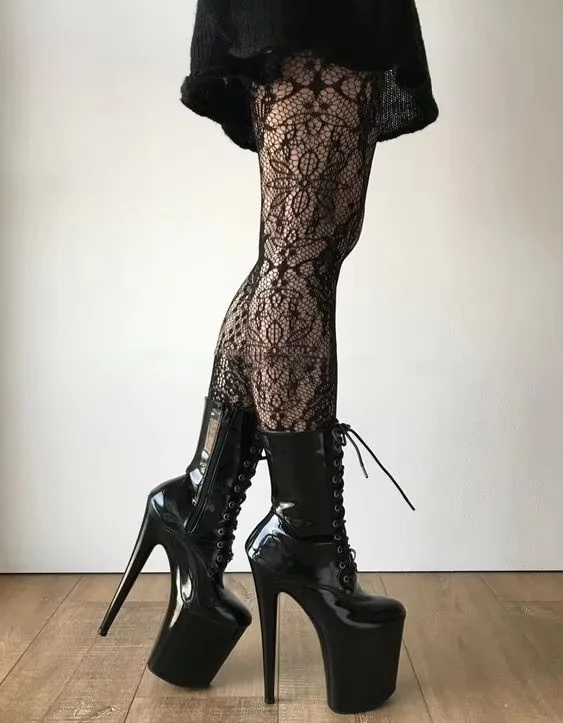 Black Fashion Super High Platform Stiletto High Heel Boots Women Club Mid-calf Round Toe Lace up Leather Boots Lady Sexy Shoes
Black Fashion Super High Platform Stiletto High Heel Boots Women Club Mid-calf Round Toe Lace up Leather Boots Lady Sexy Shoes