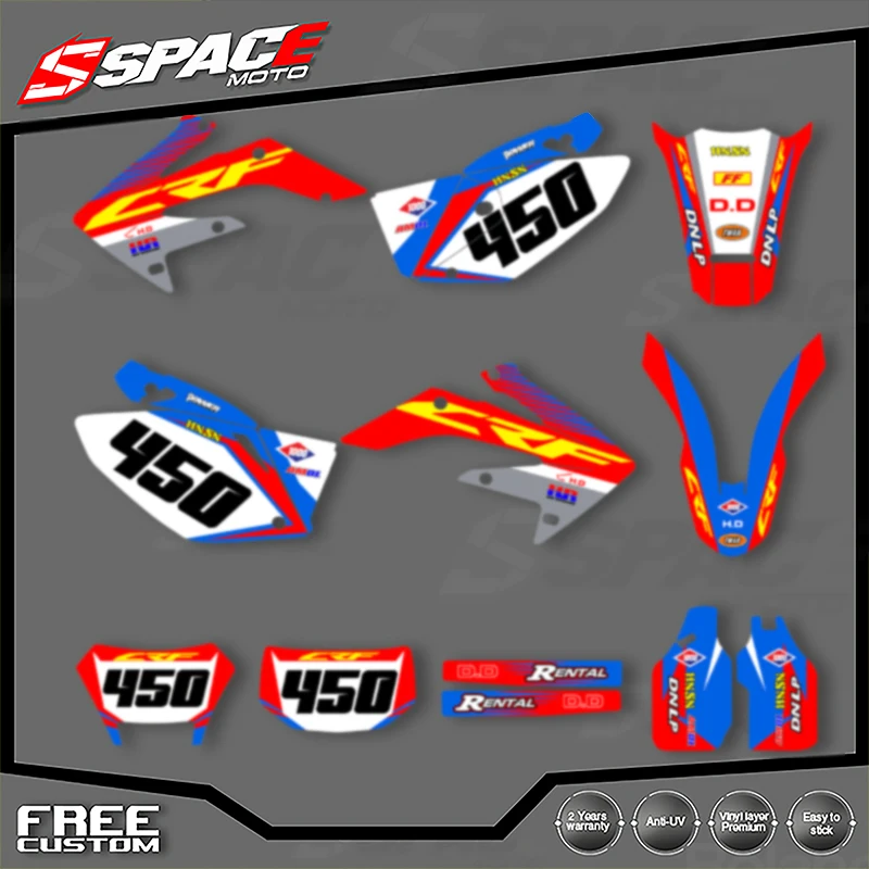 SPACE пользовательская мотоциклетная графическая фоновая наклейка для HONDA CRF250X 2004-2007 CRF 450X 2008-2019, наборы наклеек 01 
SPACE пользовательская мотоциклетная графическая фоновая наклейка для HONDA CRF250X 2004-2007 CRF 450X 2008-2019, наборы наклеек 01