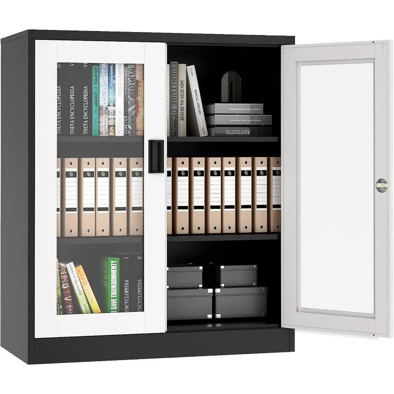 36" Steel Storage Cabinet with Lockable Glass Door and 2 Adjustable Shelf Organizers (White)
36" Steel Storage Cabinet with Lockable Glass Door and 2 Adjustable Shelf Organizers (White)