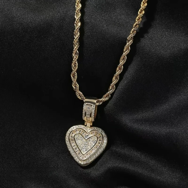 5A+ Cubic THE BLING KING Baguette Heart Shaped Pendant Necklace for Women Icy Zironia Lovely Jewelry Birthday Charm Hiphop Gift
5A+ Cubic THE BLING KING Baguette Heart Shaped Pendant Necklace for Women Icy Zironia Lovely Jewelry Birthday Charm Hiphop Gift