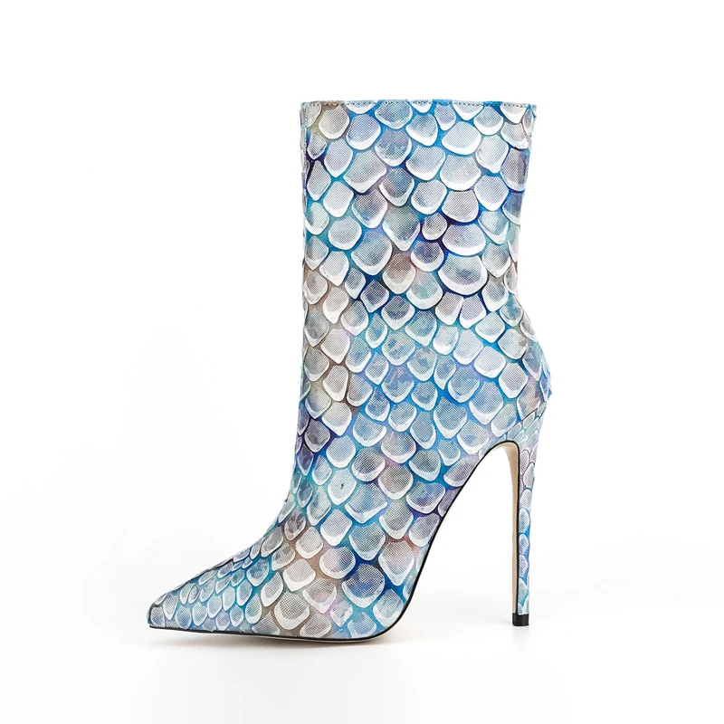 Sexy Woman Fish Scale Leather Ankle Boots Women Pointed Toe Stiletto High Heels Zipper Multicolors Short Boots Female Shoes
Sexy Woman Fish Scale Leather Ankle Boots Women Pointed Toe Stiletto High Heels Zipper Multicolors Short Boots Female Shoes