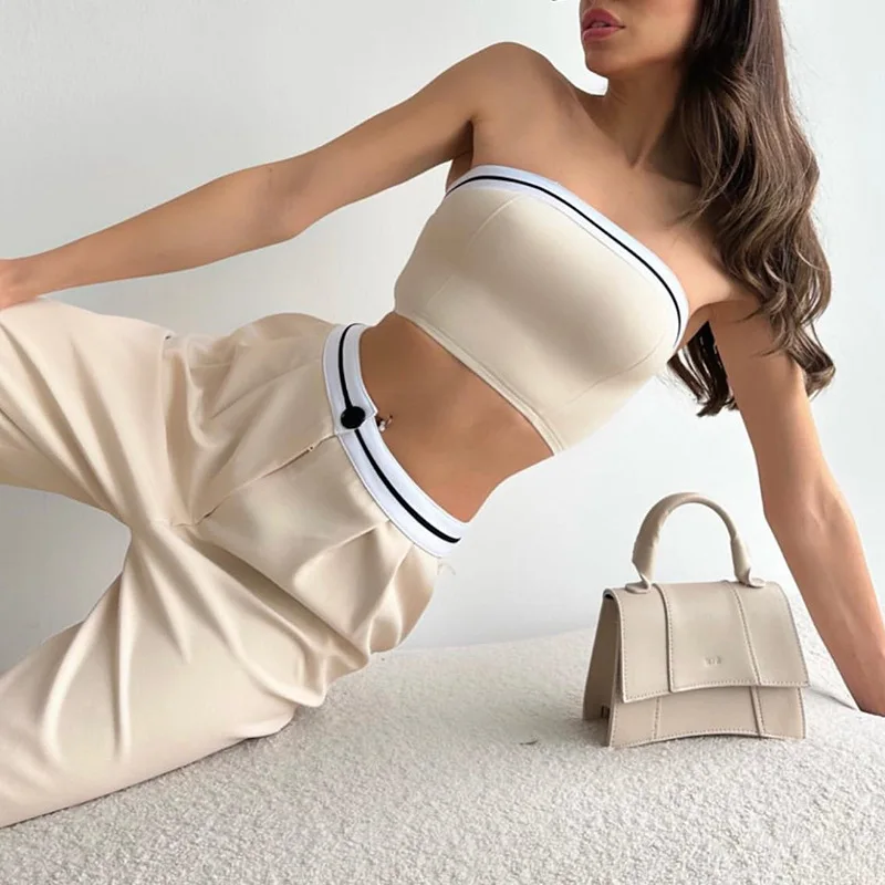 Outfitgirl Spicy Girl Casual Color Block Tube Top High Waist Wide Leg Pants Slimming High Heels Set Women's Fashion Ensemble
Outfitgirl Spicy Girl Casual Color Block Tube Top High Waist Wide Leg Pants Slimming High Heels Set Women's Fashion Ensemble
