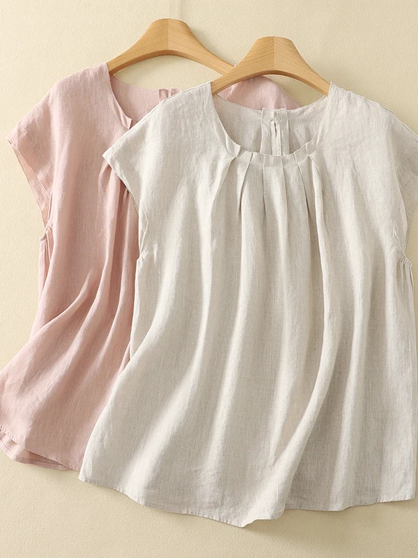 Linen round Neck Shirt Top Loose Fit Short Sleeve Casual Style Women's Summer Fashion Vest Comfortable Breathable Garmet
Linen round Neck Shirt Top Loose Fit Short Sleeve Casual Style Women's Summer Fashion Vest Comfortable Breathable Garmet