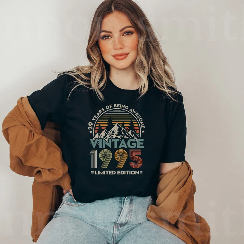Vintage 1995 Limited Deition 29 Years Awesome Women T Shirt Cotton 29th Birhtday Old Persional Gift O Neck Mothers Gift Tshirt
Vintage 1995 Limited Deition 29 Years Awesome Women T Shirt Cotton 29th Birhtday Old Persional Gift O Neck Mothers Gift Tshirt