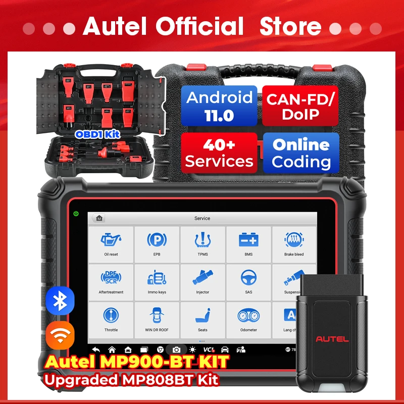 Autel MP900-BT KIT Diagnostic Scanner Automotive OBD1 OBD2 Scan Tools DoIP CANFD MP900 BT OE ECU Coding Updated of MP808BT Pro
Autel MP900-BT KIT Diagnostic Scanner Automotive OBD1 OBD2 Scan Tools DoIP CANFD MP900 BT OE ECU Coding Updated of MP808BT Pro