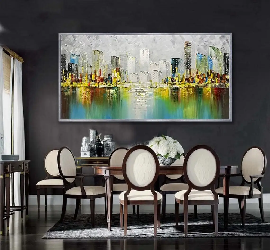 City Skyline Wall Art Large Abstract Oil Painting Canvas Modern Cityscape Wall Decor Landscape Palette knife Handmade Paintings
City Skyline Wall Art Large Abstract Oil Painting Canvas Modern Cityscape Wall Decor Landscape Palette knife Handmade Paintings