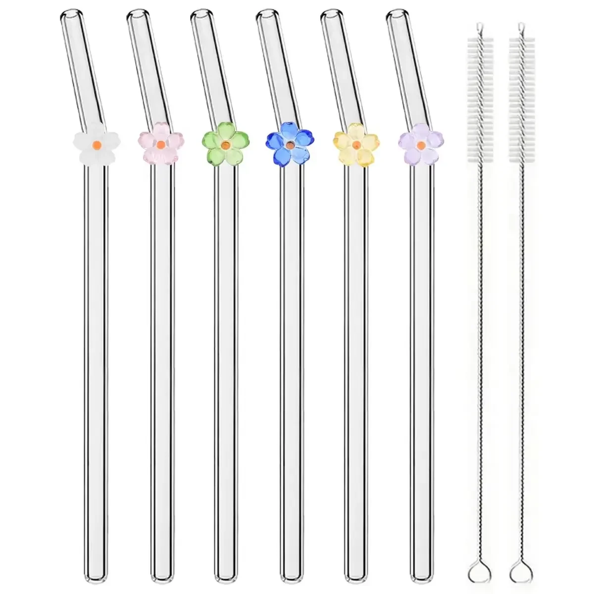6pcs Flower Drinking Straw Set High Borosilicate Glass Bent Straws Set with Brush Milk Shake Coffee Cocktail Straw Bar Drinkware
6pcs Flower Drinking Straw Set High Borosilicate Glass Bent Straws Set with Brush Milk Shake Coffee Cocktail Straw Bar Drinkware