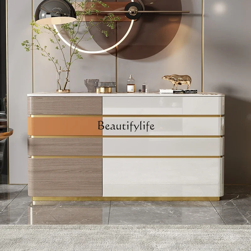 Italian light luxury chest modern simple bedroom bedside cabinet color matching paint
Italian light luxury chest modern simple bedroom bedside cabinet color matching paint