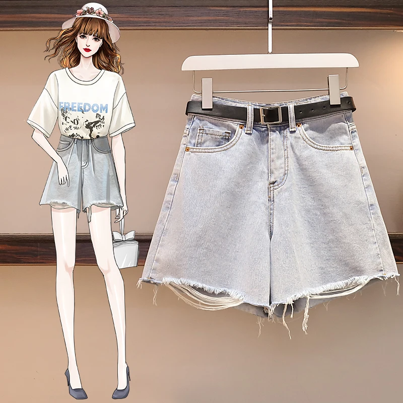 Fashion High Waist Wide Leg Jeans Shorts Women's Spring Summer New Korean Style Simple Loose Hole Ruffle Hem Pants
Fashion High Waist Wide Leg Jeans Shorts Women's Spring Summer New Korean Style Simple Loose Hole Ruffle Hem Pants