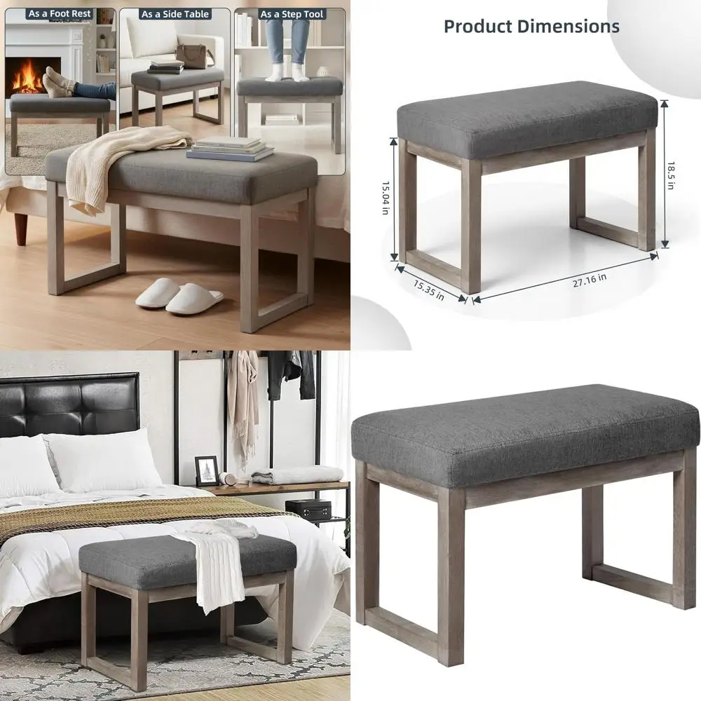 Grey Linen-Style Polyester Ottoman, 27 Wide, for Living & Bedroom Use
Grey Linen-Style Polyester Ottoman, 27 Wide, for Living & Bedroom Use