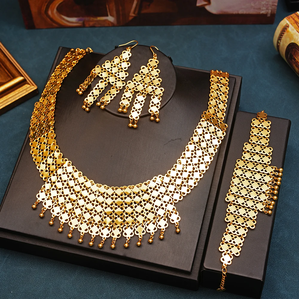 Luxury Jewelry Set Arabian Gold Plated Necklace Ball Beads Pendant Bracelet Earrings Copper Material Gold Color Wedding Gift
Luxury Jewelry Set Arabian Gold Plated Necklace Ball Beads Pendant Bracelet Earrings Copper Material Gold Color Wedding Gift
