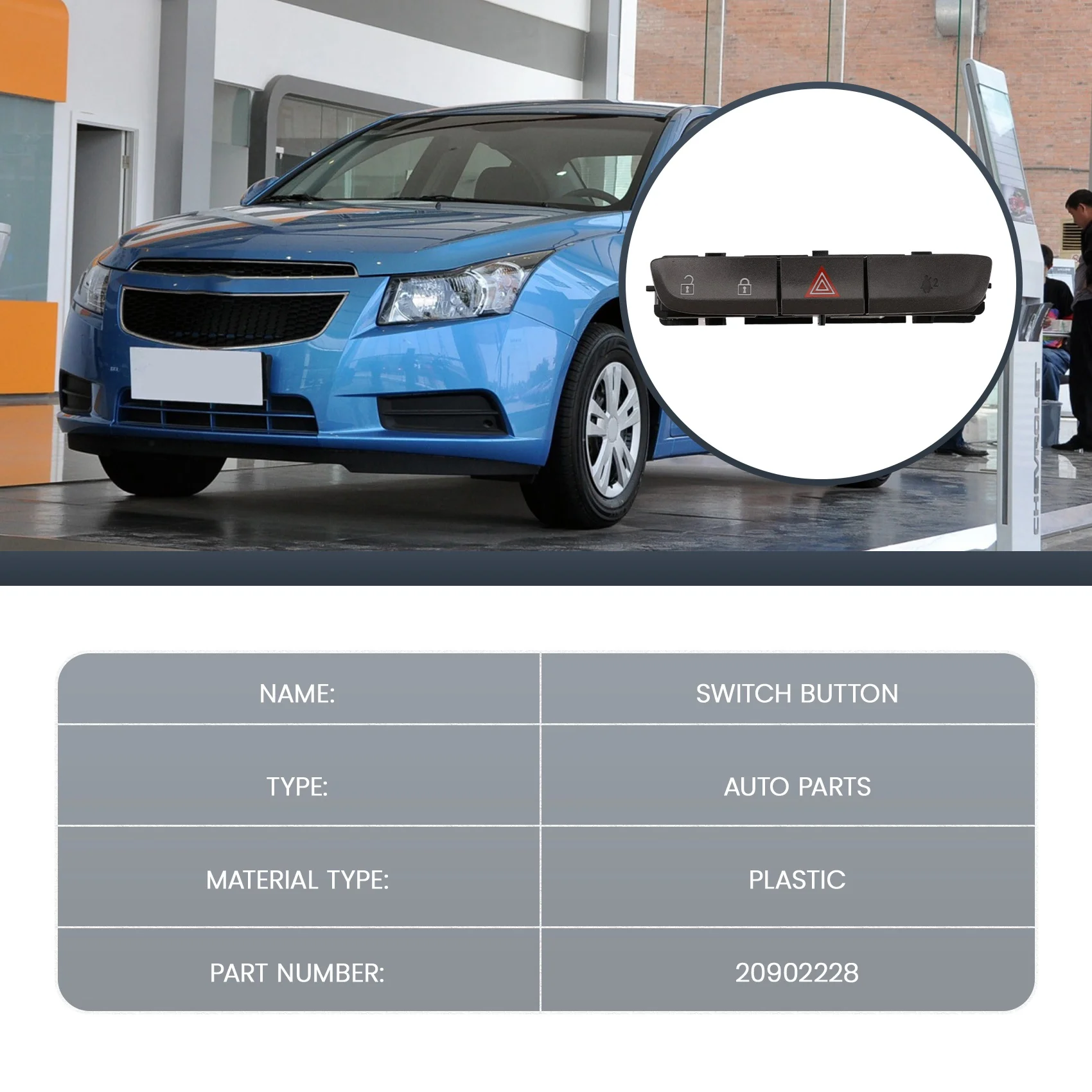 20902228 For Cruze 2010-2015 Car Hazard Light Switch Warning Light Button
20902228 For Cruze 2010-2015 Car Hazard Light Switch Warning Light Button
