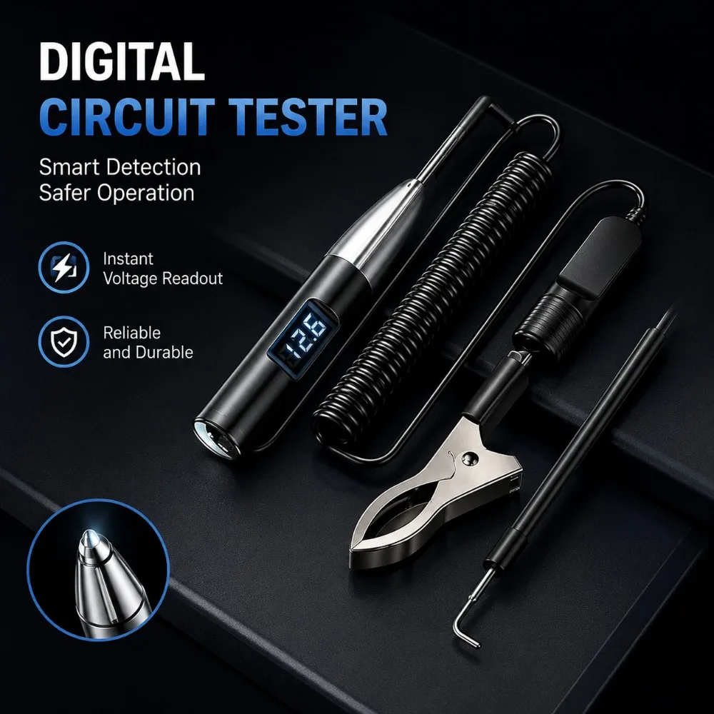Automotive Digital Voltage Test Pen 6-24V Car Circuit Tester with LED Display Coiled Cable and Alligator Clip for Electrical
Automotive Digital Voltage Test Pen 6-24V Car Circuit Tester with LED Display Coiled Cable and Alligator Clip for Electrical