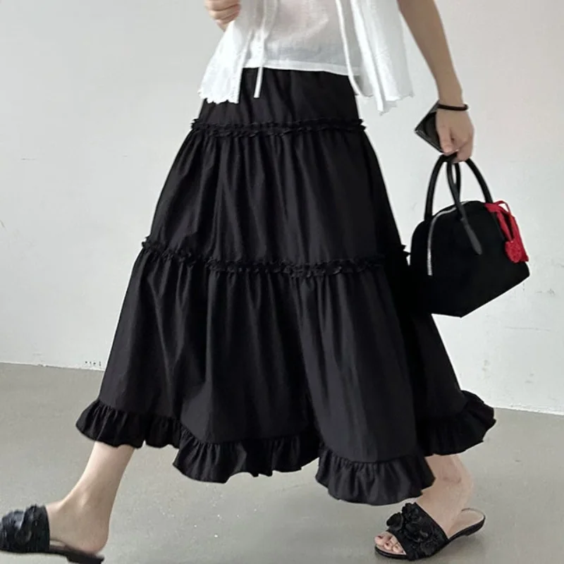 Retro Casual Elegant Sweet Matchable Flounce Hem Maxi Cake Skirt Women's Commute Style Standard Fit Pure Color Casual Skirt
Retro Casual Elegant Sweet Matchable Flounce Hem Maxi Cake Skirt Women's Commute Style Standard Fit Pure Color Casual Skirt