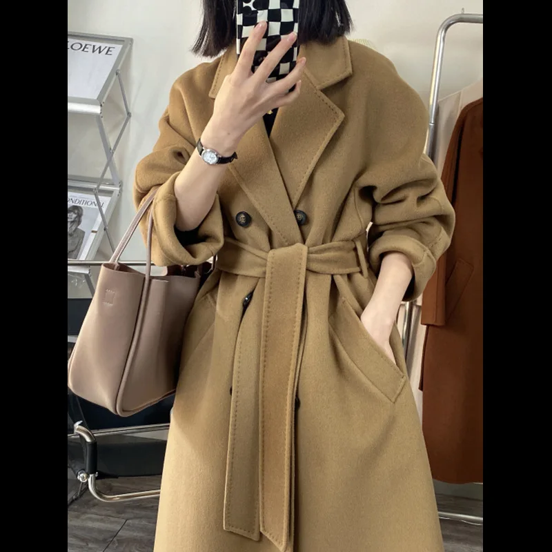 Autumn Women Thick Wool Coats Turn Down Collar Winter Clothes Drouble Breasted Long Coats With Belt Tops New
Autumn Women Thick Wool Coats Turn Down Collar Winter Clothes Drouble Breasted Long Coats With Belt Tops New