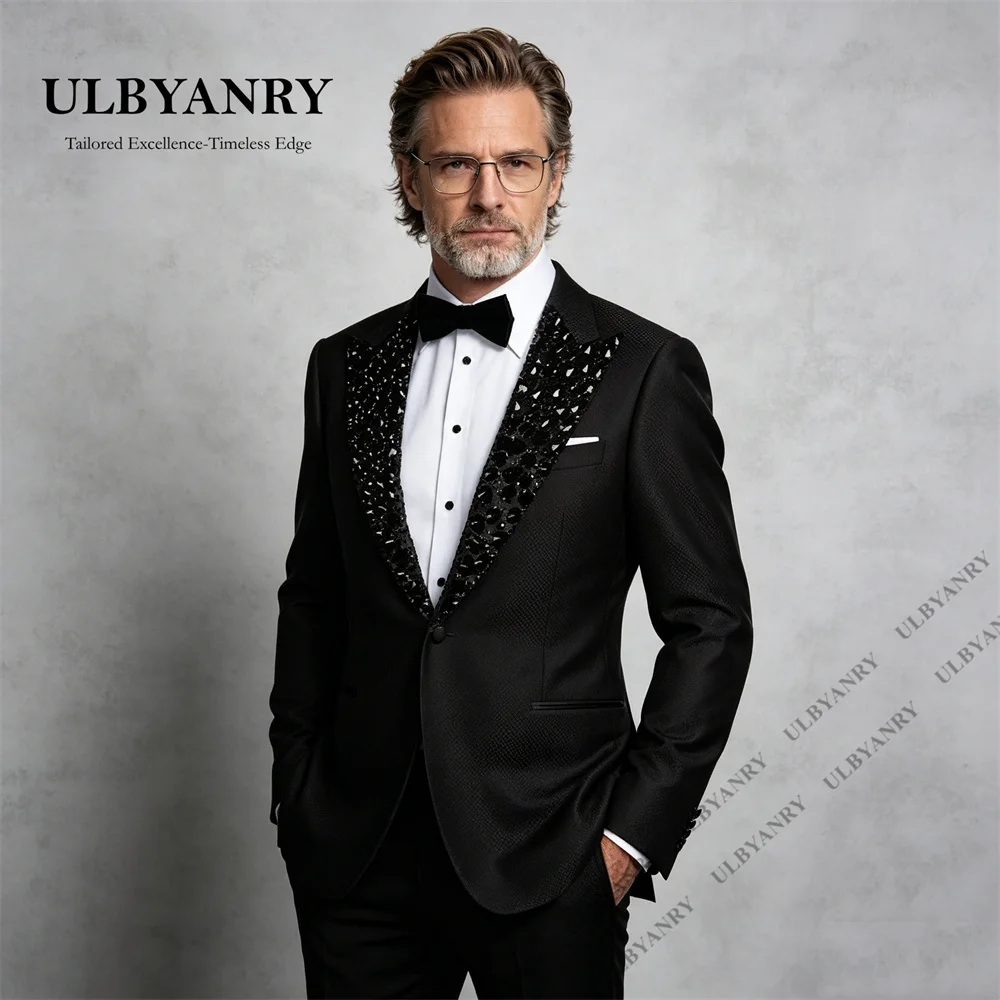 ULBYANRY Luxury Men's 2-Piece Suit Set Slim Fitting Suit with Crystals Collar Customized Wedding Groom Suits Formal Tuxedo
ULBYANRY Luxury Men's 2-Piece Suit Set Slim Fitting Suit with Crystals Collar Customized Wedding Groom Suits Formal Tuxedo