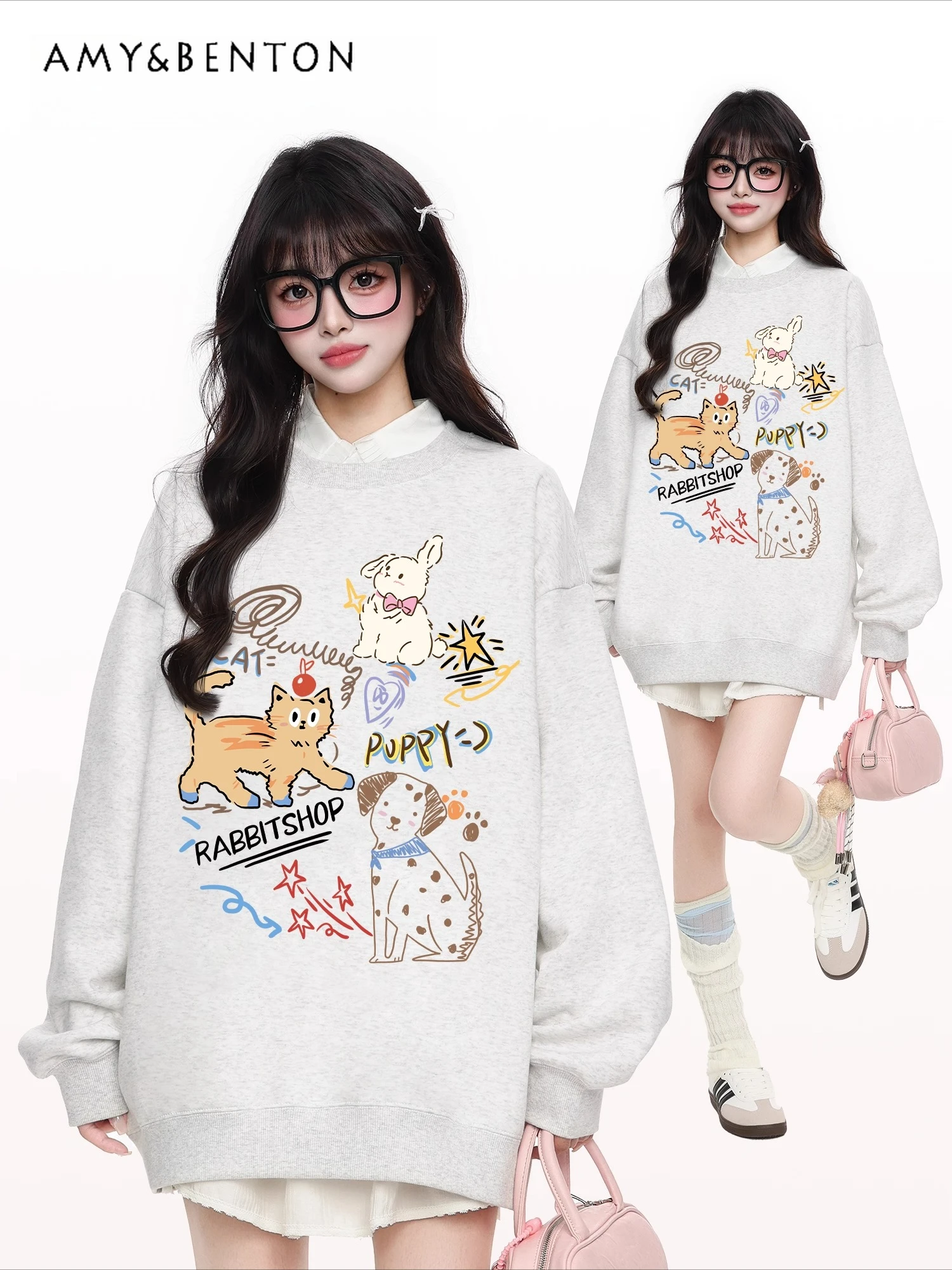 2025 Autumn Winter New Korean Style Apricot Black Cute Round Neck Sweatshirt Women Gray Wine Red Loose Versatile Velvet Top
2025 Autumn Winter New Korean Style Apricot Black Cute Round Neck Sweatshirt Women Gray Wine Red Loose Versatile Velvet Top
