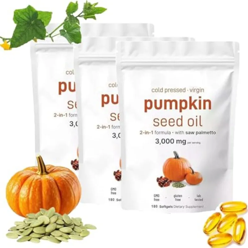 Pumpkin Seed Oil Soft Capsules 2 in 1 with Saw Palmetto Non-GMO Natural Supplement Health Maintenance Regulation Blood Lipid
Pumpkin Seed Oil Soft Capsules 2 in 1 with Saw Palmetto Non-GMO Natural Supplement Health Maintenance Regulation Blood Lipid