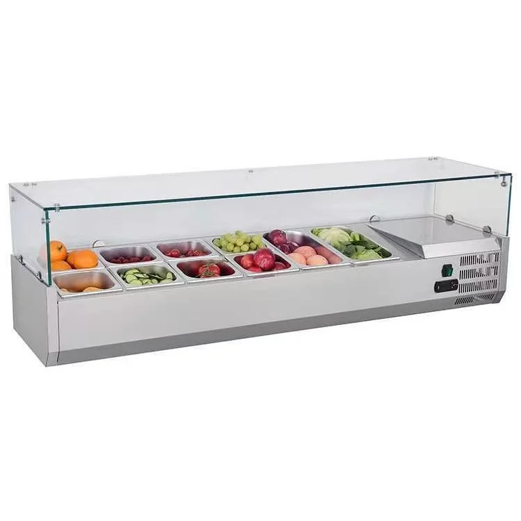 Commercial countertop salad fridge, intelligent temperature control, stainless steel 201 or 304, pizza preparation station
Commercial countertop salad fridge, intelligent temperature control, stainless steel 201 or 304, pizza preparation station