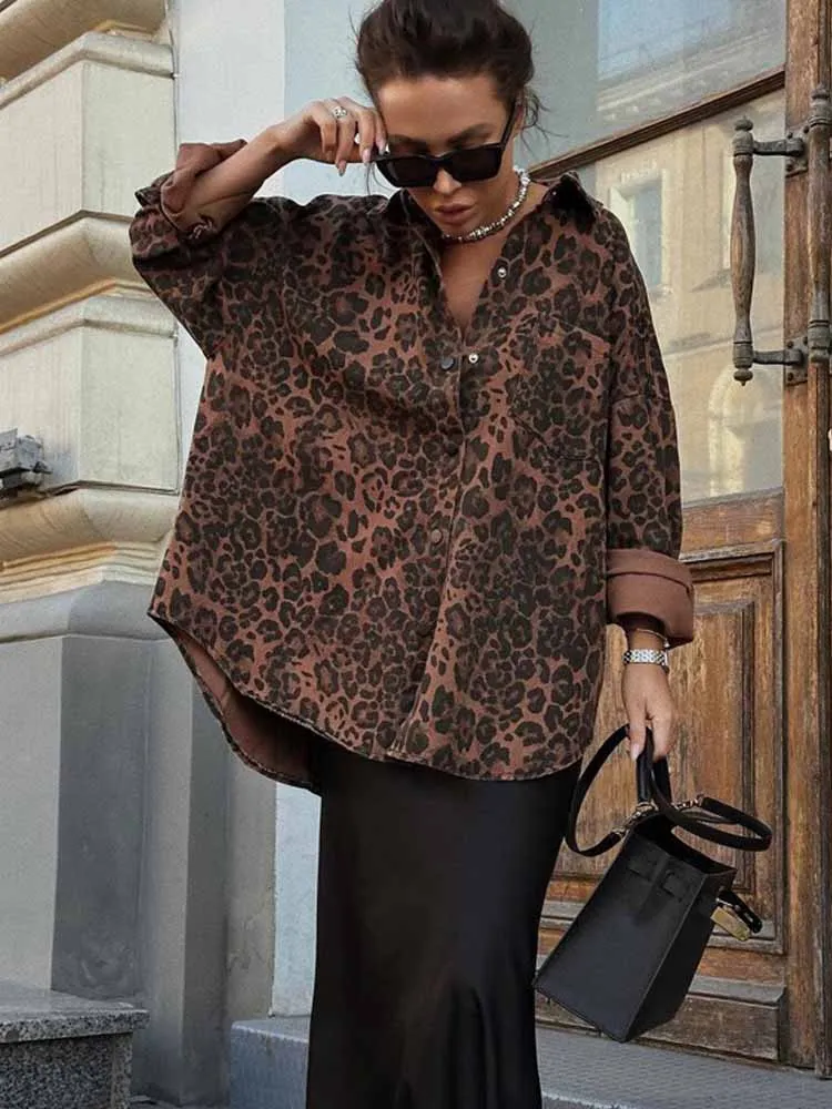 BKQU Leopard Print Shirt Jackets Women Casual Lapel Single Breasted Loose Female Blouses Fashion Streetwear Retro Cardigan Tops
BKQU Leopard Print Shirt Jackets Women Casual Lapel Single Breasted Loose Female Blouses Fashion Streetwear Retro Cardigan Tops