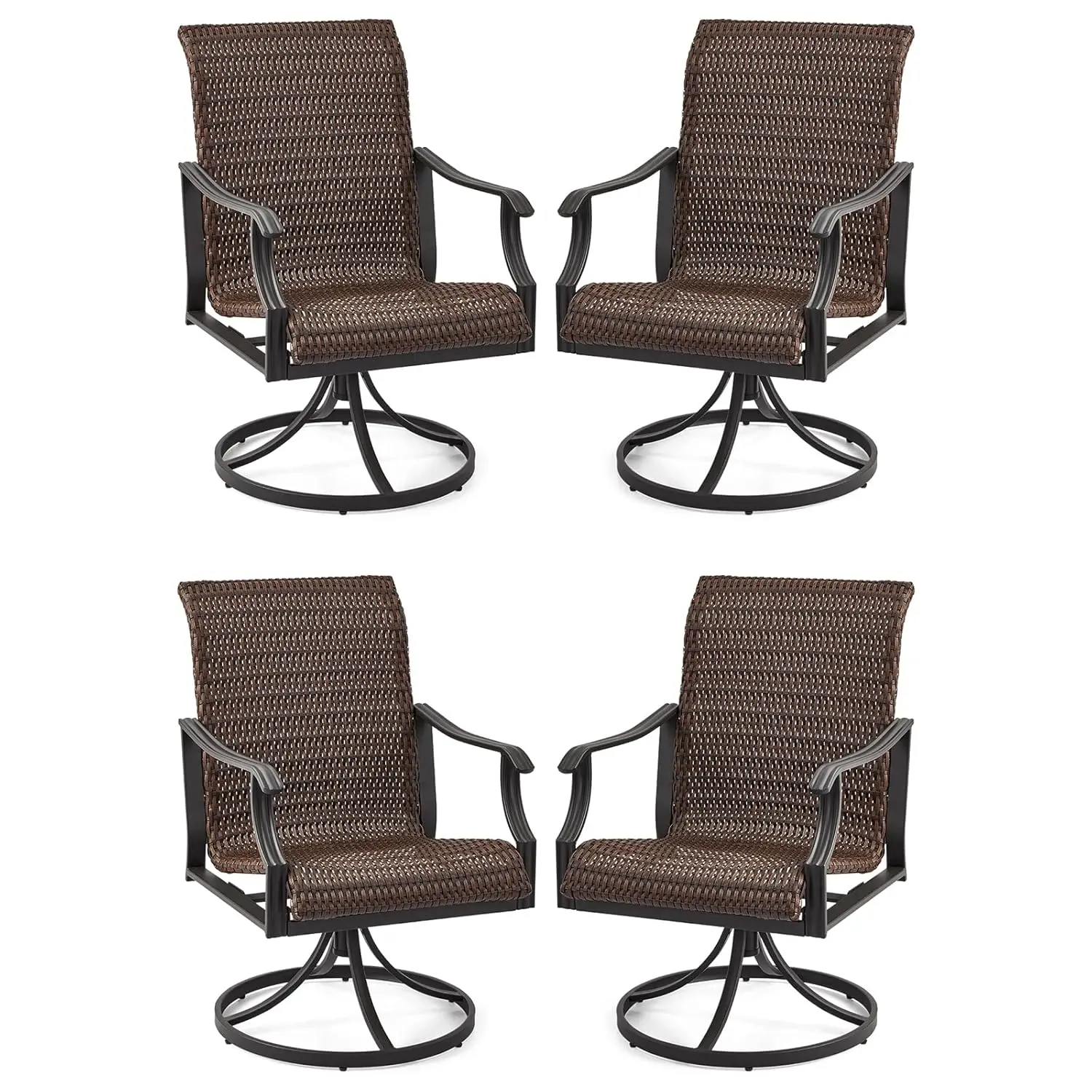 Outdoor Wicker Swivel Dining Chair Set of 4, Heavy Duty Rattan Seating with 23.5'' High Back & Waterfall Seat for Backyard, Cust
Outdoor Wicker Swivel Dining Chair Set of 4, Heavy Duty Rattan Seating with 23.5'' High Back & Waterfall Seat for Backyard, Cust