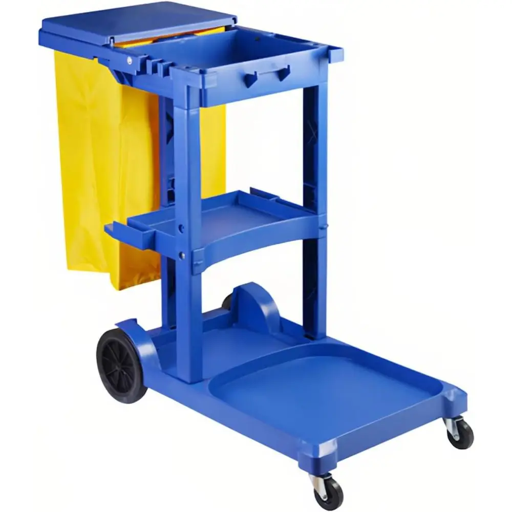 Commercial 3-Tier Janitorial Cart for Hotel & Office Cleaning, Multifunctional Blue Trolley, 44x19x37in
Commercial 3-Tier Janitorial Cart for Hotel & Office Cleaning, Multifunctional Blue Trolley, 44x19x37in
