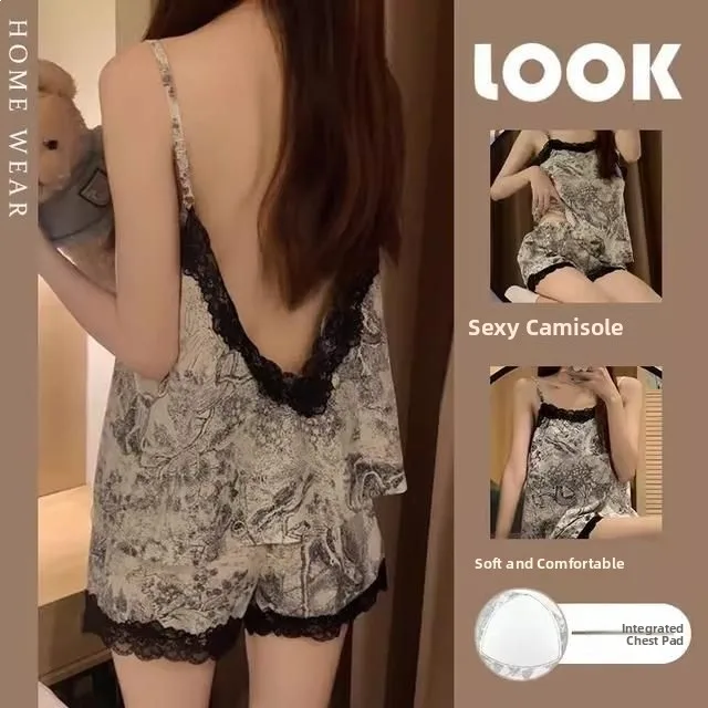 Sweet And Spicy Style Women's Sleepwear Set with Chest Pad Lace Trim Home Clothes Short Sleeve Cotton Comfortable Spring Leisure
Sweet And Spicy Style Women's Sleepwear Set with Chest Pad Lace Trim Home Clothes Short Sleeve Cotton Comfortable Spring Leisure