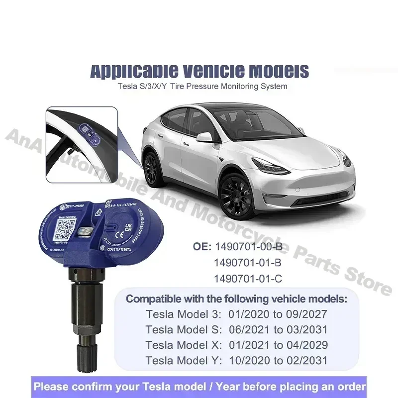 NEW Tire Pressure Monitor Sensors BLE Bluetooth TPMS Sensor 1490701-01-C For Tesla Model 3 Y S X 2020-2024 Replaces 1490701-01-B
NEW Tire Pressure Monitor Sensors BLE Bluetooth TPMS Sensor 1490701-01-C For Tesla Model 3 Y S X 2020-2024 Replaces 1490701-01-B