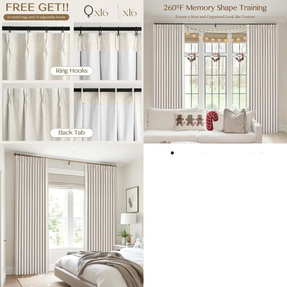 Luxury Linen Blend Pinch Pleat Blackout Curtains, 90 Dual Layer for Bedroom, Thermal Insulated Drapes, 2-Panel Set
Luxury Linen Blend Pinch Pleat Blackout Curtains, 90 Dual Layer for Bedroom, Thermal Insulated Drapes, 2-Panel Set